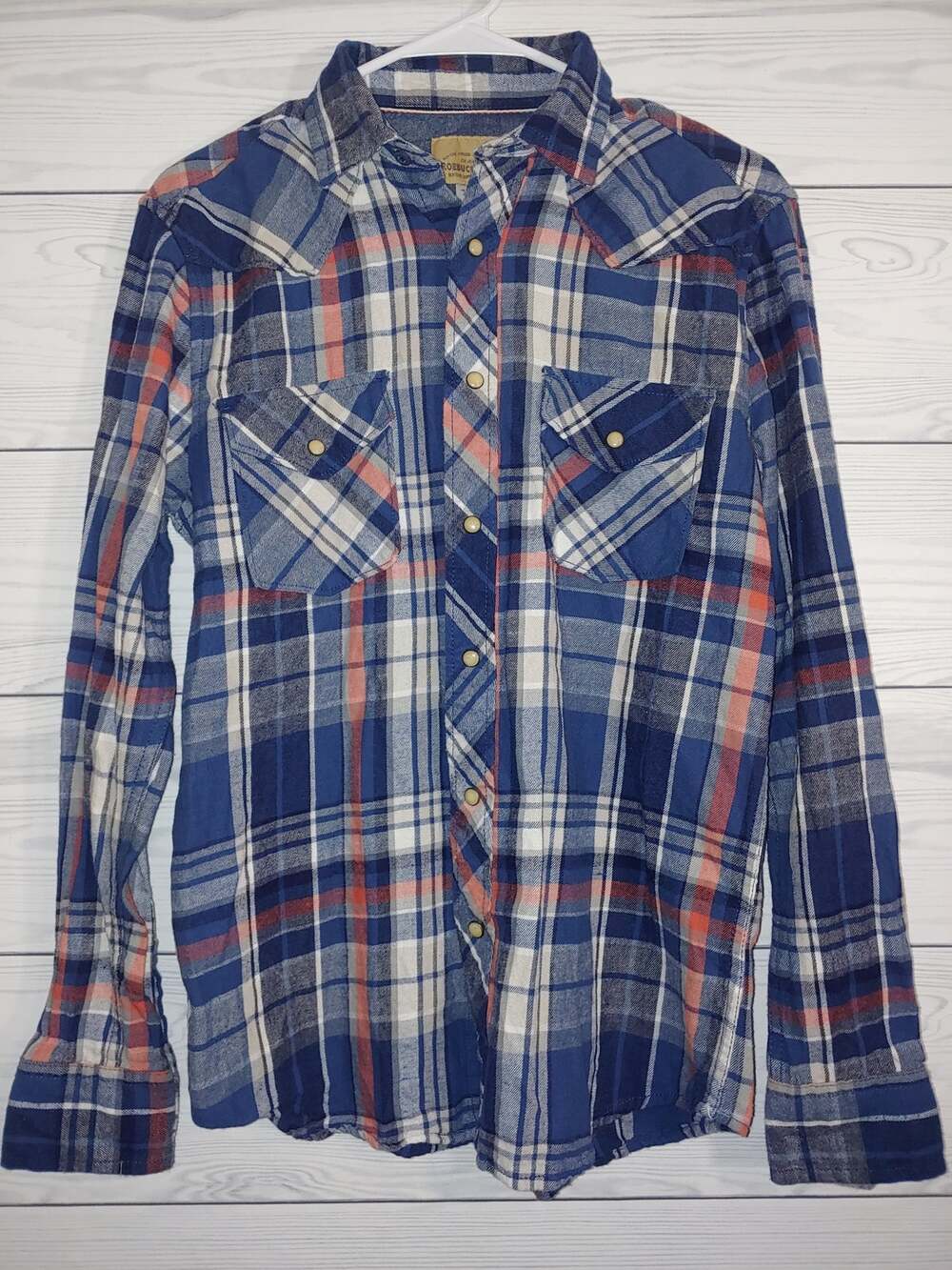 Mens Roebuck & Co Pearl Snap Flannel sz S